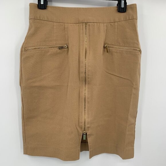 41 HAWTHORN Stitchfix Camel Tan Pencil Skirt Stretch Zip Career Work Business S - Picture 2 of 6